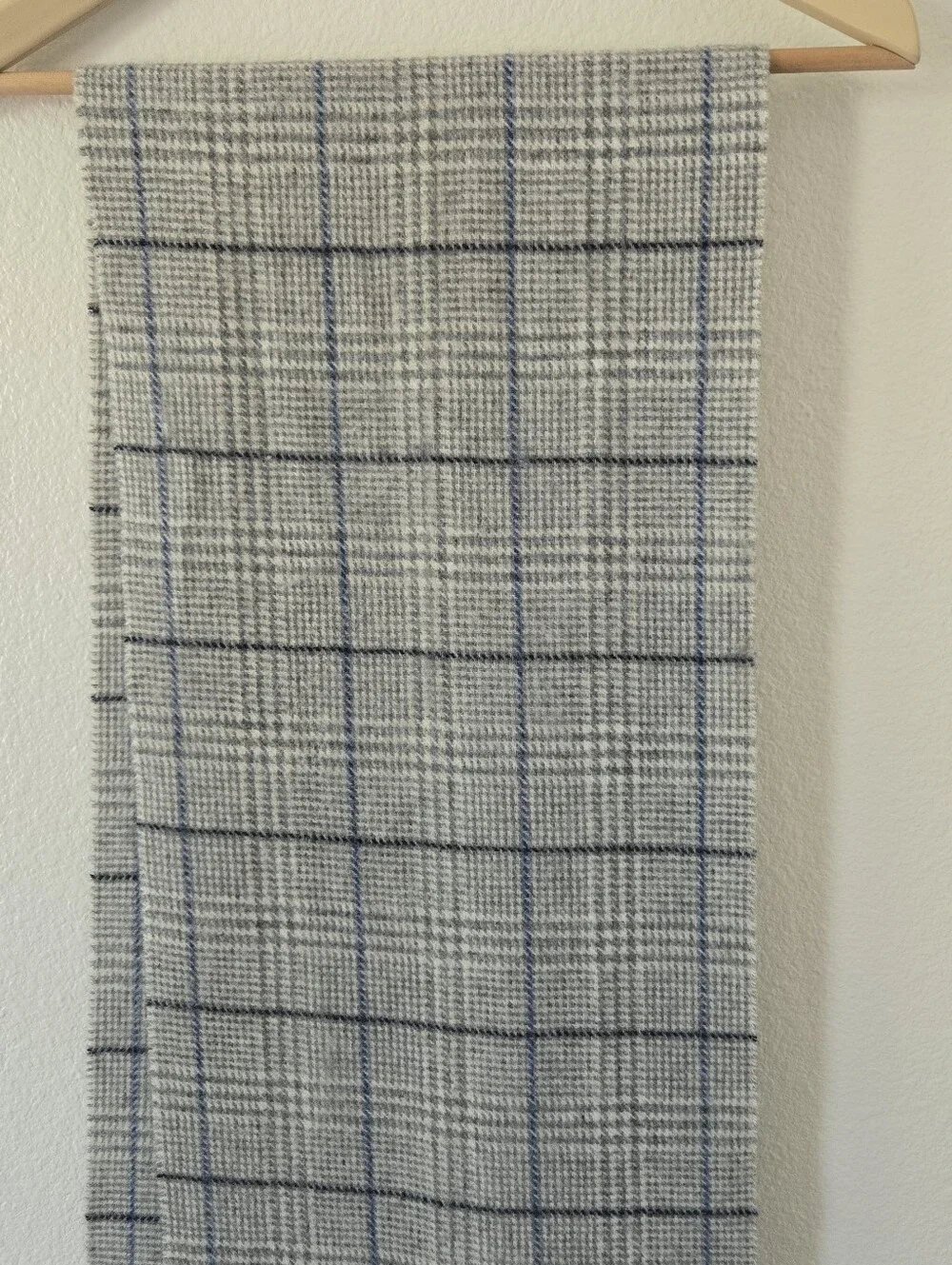 Enzo Mantovani Mens 100% Cashmere Scarf 12x60 in Fringe Light Grey Blue Luxery